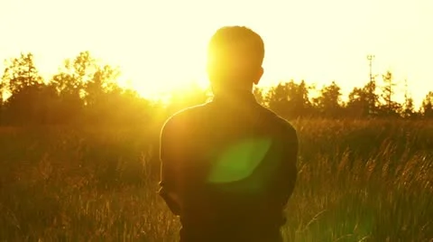 Man at sunset. Free man.  Stock Footage 11095465