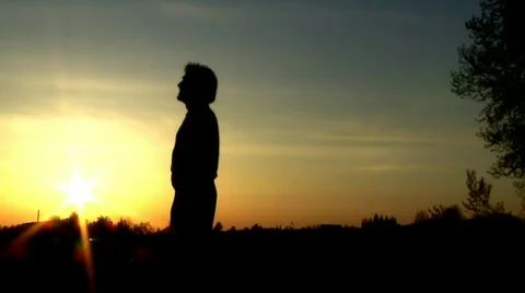 Man at sunset moving with swords 動画素材 496496