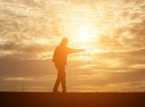 Man in the sunset Stock Photos