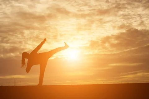 Man in the sunset Foto stock