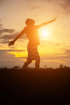 Man in the sunset Stock Photos