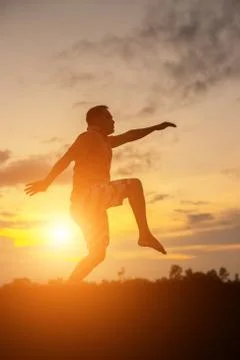 Man in the sunset Stock Photos