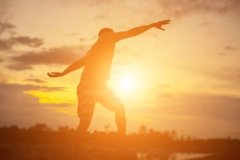 Man in the sunset Stock Photos