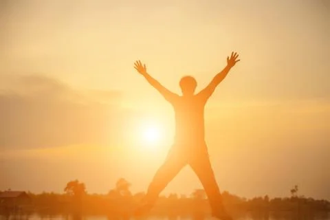 Man in the sunset Stock Photos