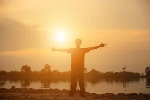 Man in the sunset Stock Photos