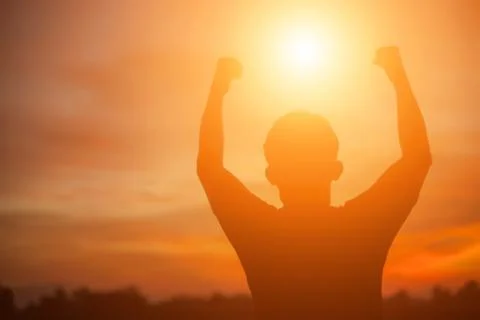 Man in the sunset Foto stock