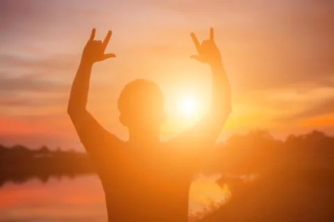 Man in the sunset Stock Photos