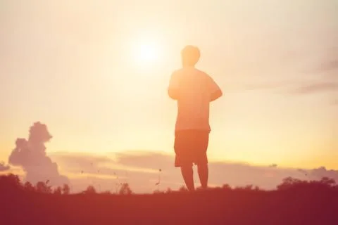 Man in the sunset Stock Photos