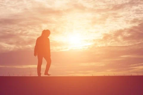 Man in the sunset Foto stock