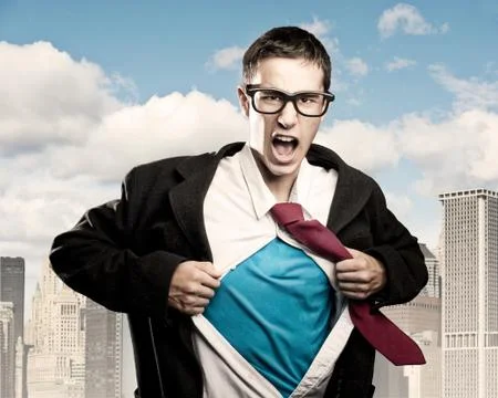 Man like a superhero Foto stock