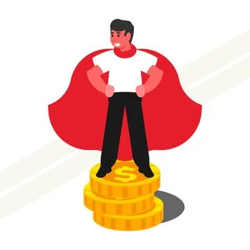 Man-in-a-superhero-raincoat Stock Illustration