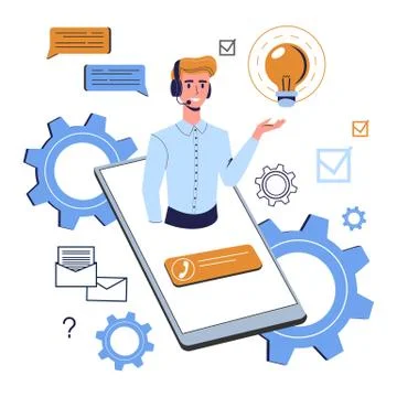 Man support clients and help them with problems Stock Illustration