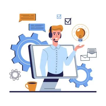 Man support clients and help them with problems Stock Illustration