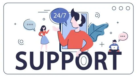 Man support clients and help them with problems Stock Illustration