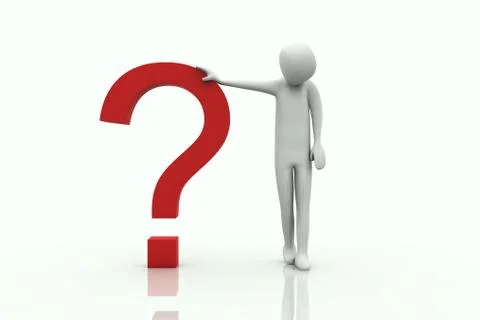 Man supported by a question mark Stock Illustration