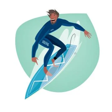 Man on a surfboard Stock Illustration