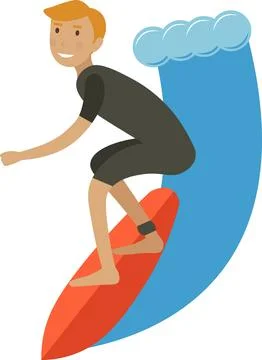 Man surfboarding vector icon isolated on white Stock Illustration