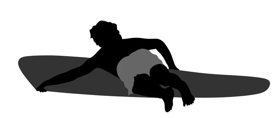 Man surfer on surf board vector silhouette isolated. イラスト素材