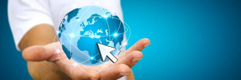 Man surfing on interne Stock Illustration