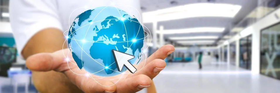 Man surfing on interne Иллюстрация