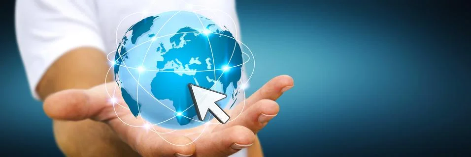 Man surfing on interne Stock Illustration