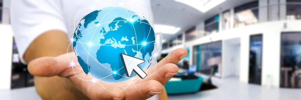 Man surfing on interne Stock Illustration
