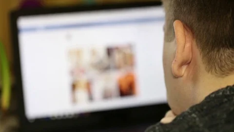 Man surfing the Internet. back view Stock Footage 82168716