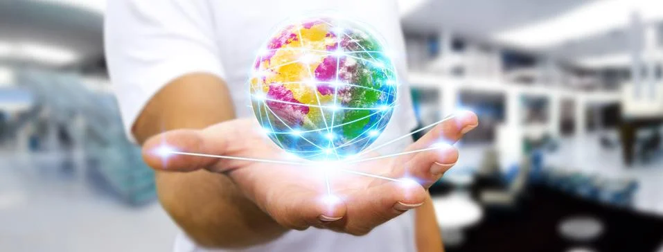 Man surfing on internet Stock Illustration