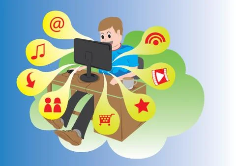 Man Surfing The Net Stock-Illustration