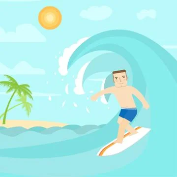 The man surfing on the ocean. For web design and application interface, als.. Stock Illustration