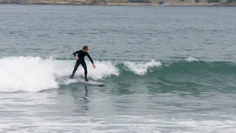 Man Surfing Small Wave Stock Footage 86671203