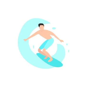 Man surfing on the waves in the ocean Stock Illustration
