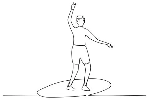 A man surfing while holding up two fingers Stock Illustration