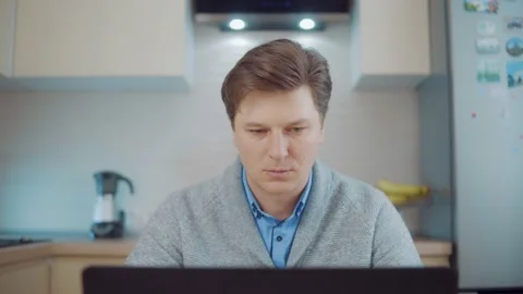 The man is surprised by the bad news. Problems at work Stock Footage 148338588