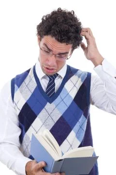 Man surprised by book Stock Photos