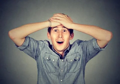 Man with surprised face expression Stock Photos