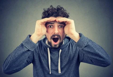 Man surprised with insight into future Stock Photos