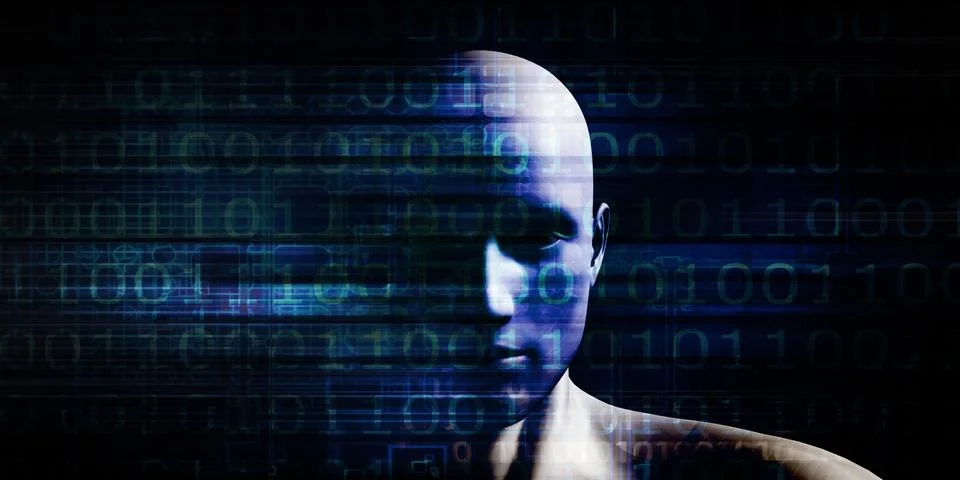 Man Surrounded by Data Information Stock Illustration