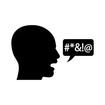 Man with swear speech bubble icon design. Vector. Stock Illustration