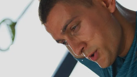 Man sweating during intense workout Stock Footage 100031996