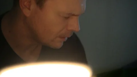 A man sweating in a room. Stock Footage 99605852