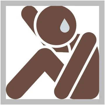 Man sweating vector icon with fear stress terrified expression イラスト素材