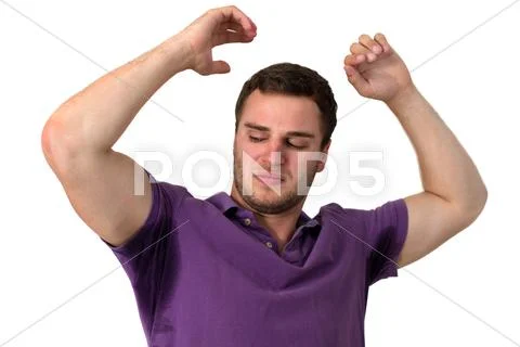 Man sweating very badly under armpit Stock Photos