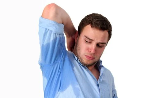 Man sweating very badly under armpit Stock Photos