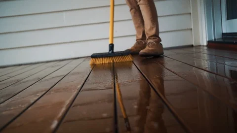 Man Sweeping With Broom Stock Footage 101184998