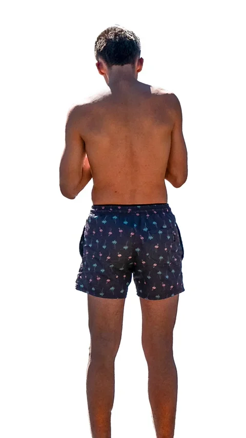 Man with swim short funny dancing looped animated video Stock Footage 303972910