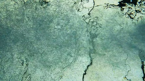 A man swimming against an endless current in a swimming pool underwater shot Stock Footage 123953907