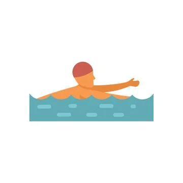 Man swimming and training in a pool with a swimming cap Stock Illustration