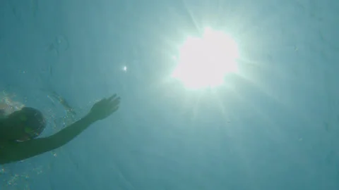 Man swimming Front crawl through the frame Stock Footage 195246975