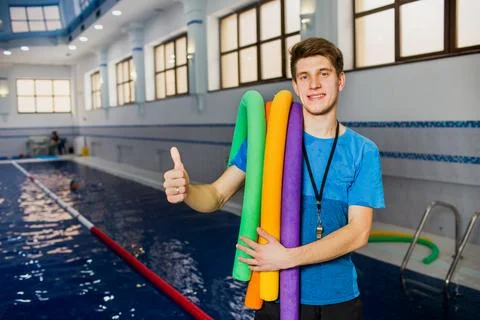 Man swimming instructor Foto stock